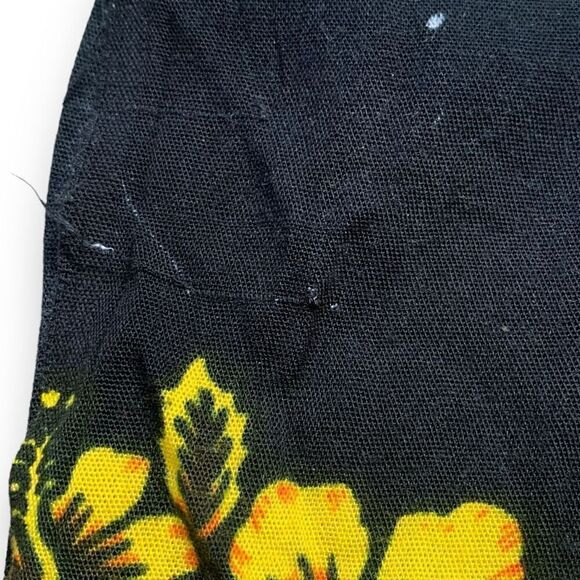 Hawaiian Sarong Wrap Scarf Black Yellow Floral Aloha Fringe Beach Swim Coverup - Picture 8 of 10